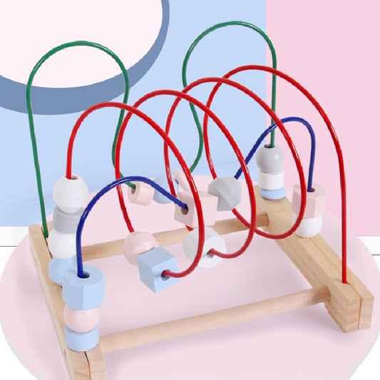 Wooden Bead Maze Three-Track Linear Activity Toy for Toddlers
