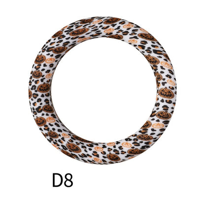 65mm Printed Silicone Beads Ring Shape Printed Design 14