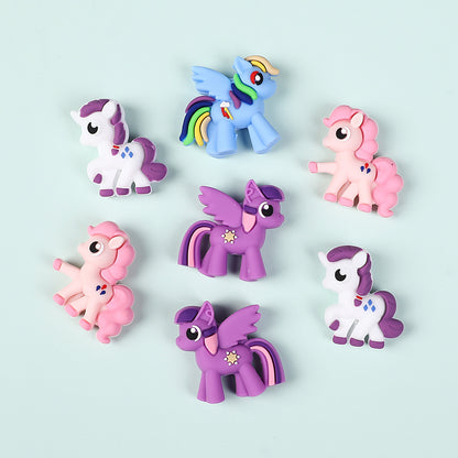 20Pcs Silicone 3D Focal Beads Pony Character Wings Spread