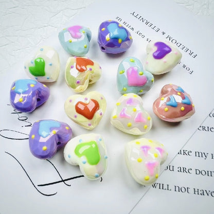 2pcs Light In The Dark Heart Acrylic Beads DIY Bracelet Making 11