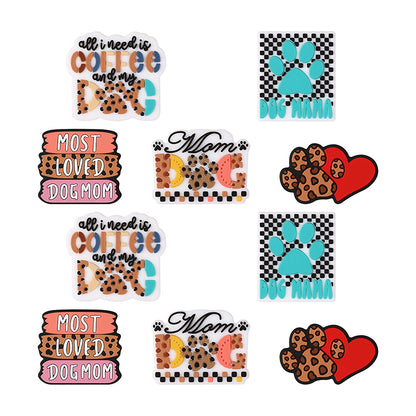 Silicone Focal Beads Leopard Dog Mom Series with Text and Paw Prints 9