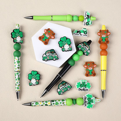 Silicone Focal Beads Saint Patrick Day Clover Highland Cattle Design 9