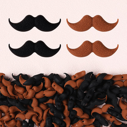 20Pcs Silicone Focal Beads Black Brown Beard Shape