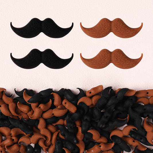 20Pcs Silicone Focal Beads Black Brown Beard Shape