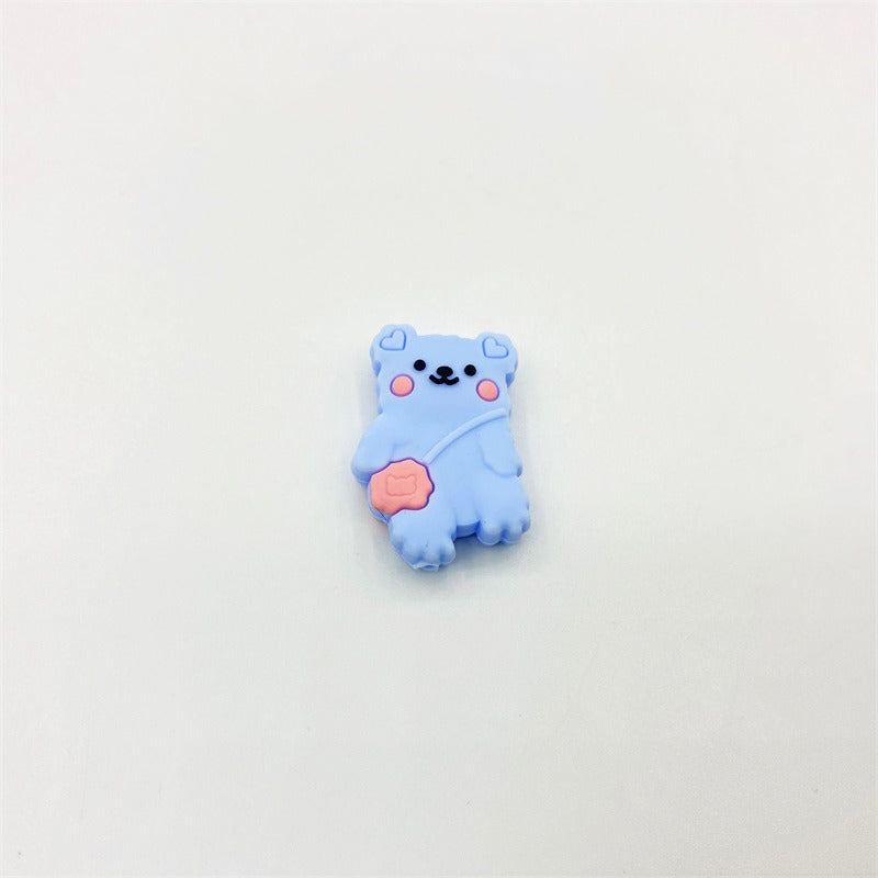 20pcs Silicone Focal Beads Backpack Bear With Heart Pouch 5