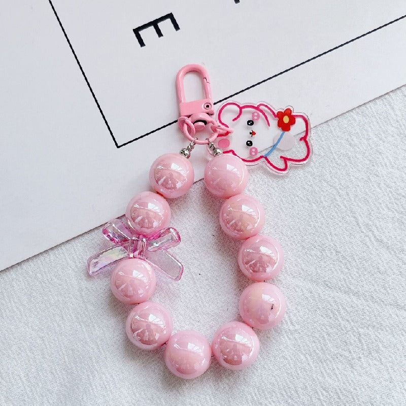 Acrylic Rabbit Bear Beaded Keychain Bracelet Charm 9