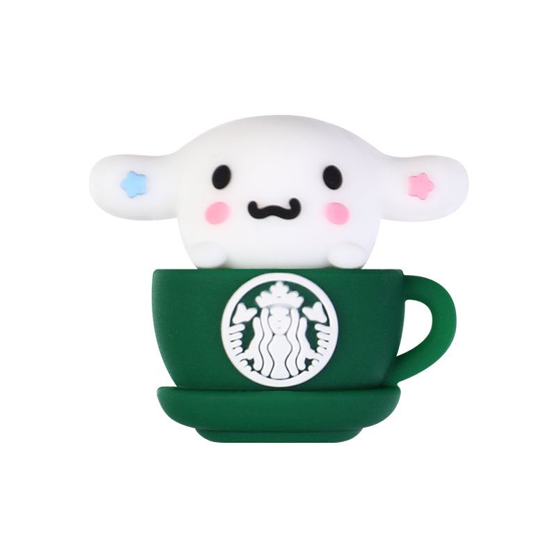 20Pcs Silicone 3D Focal Beads Coffee Cup with Cartoon Animal Faces 11
