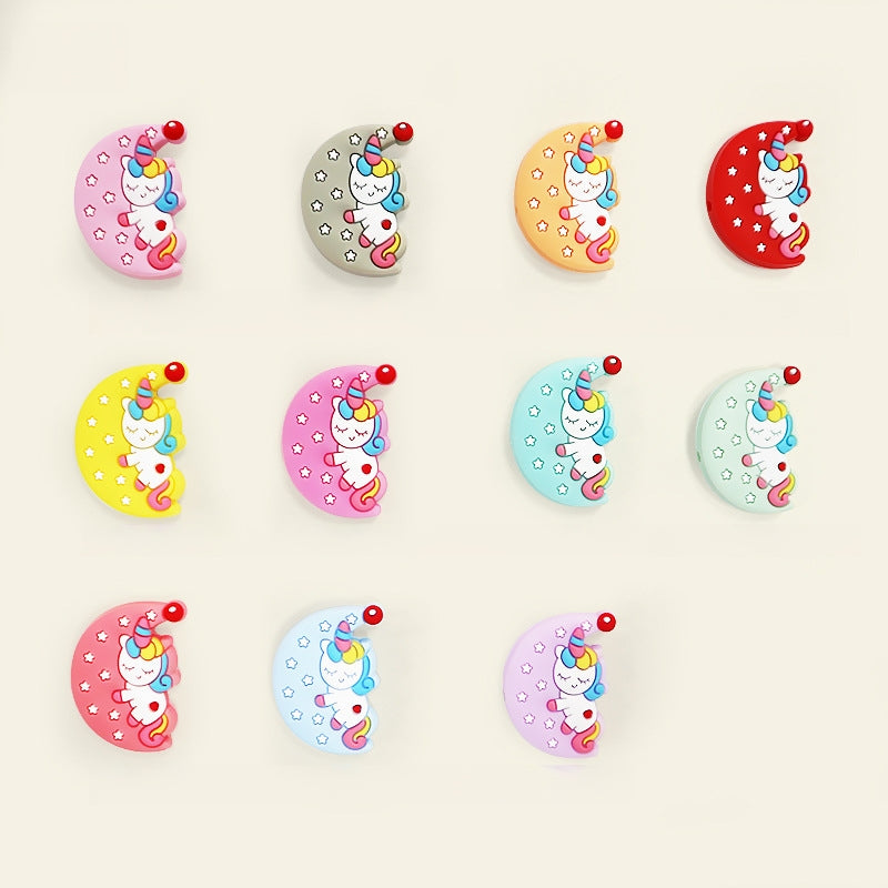 Silicone Focal Beads Unicorn Moon with Star Detail