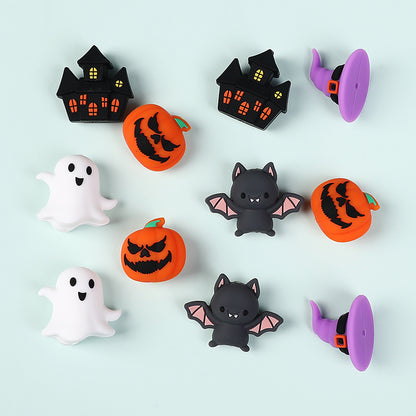 20Pcs Silicone 3D Focal Beads Halloween Theme Bat Ghost Haunted House 4