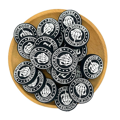 20pcs Silicone Focal Beads Middle Finger Skeleton Hand Round Design 2