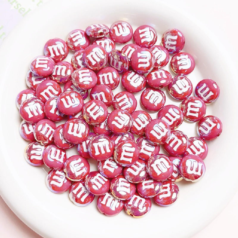 10pcs 14mm M Beans Acrylic Beads Jewelry Making Craft Supplies 12