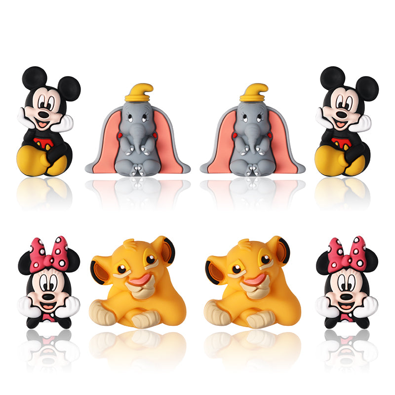 20Pcs Silicone 3D Focal Beads Round Ear Mouse Character Yellow Bear Round Tummy Large Gray Elephant Big Ears