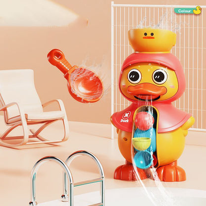 Duck Rotating Waterwheel Bath Toy with Spoon for Toddlers 2