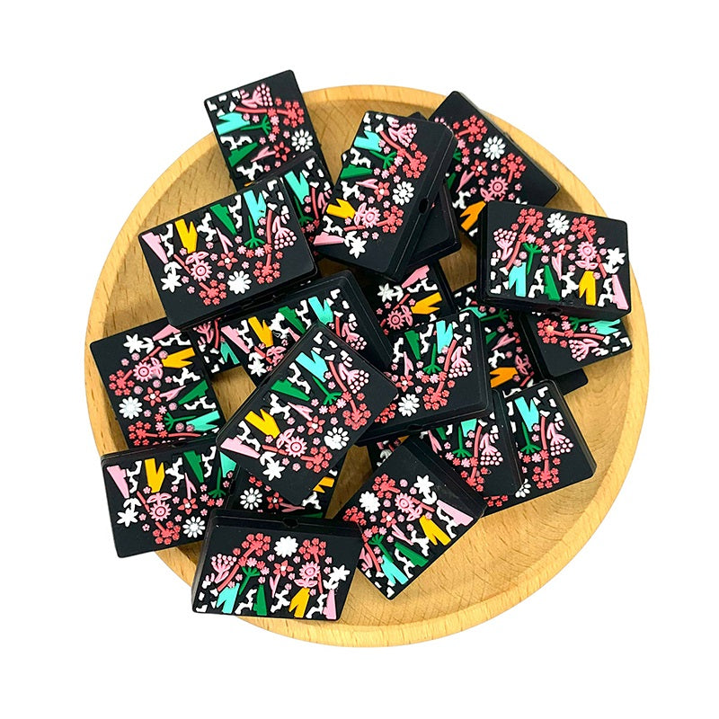 20pcs Silicone Focal Beads Flower MaMa with Floral Arrangement 2
