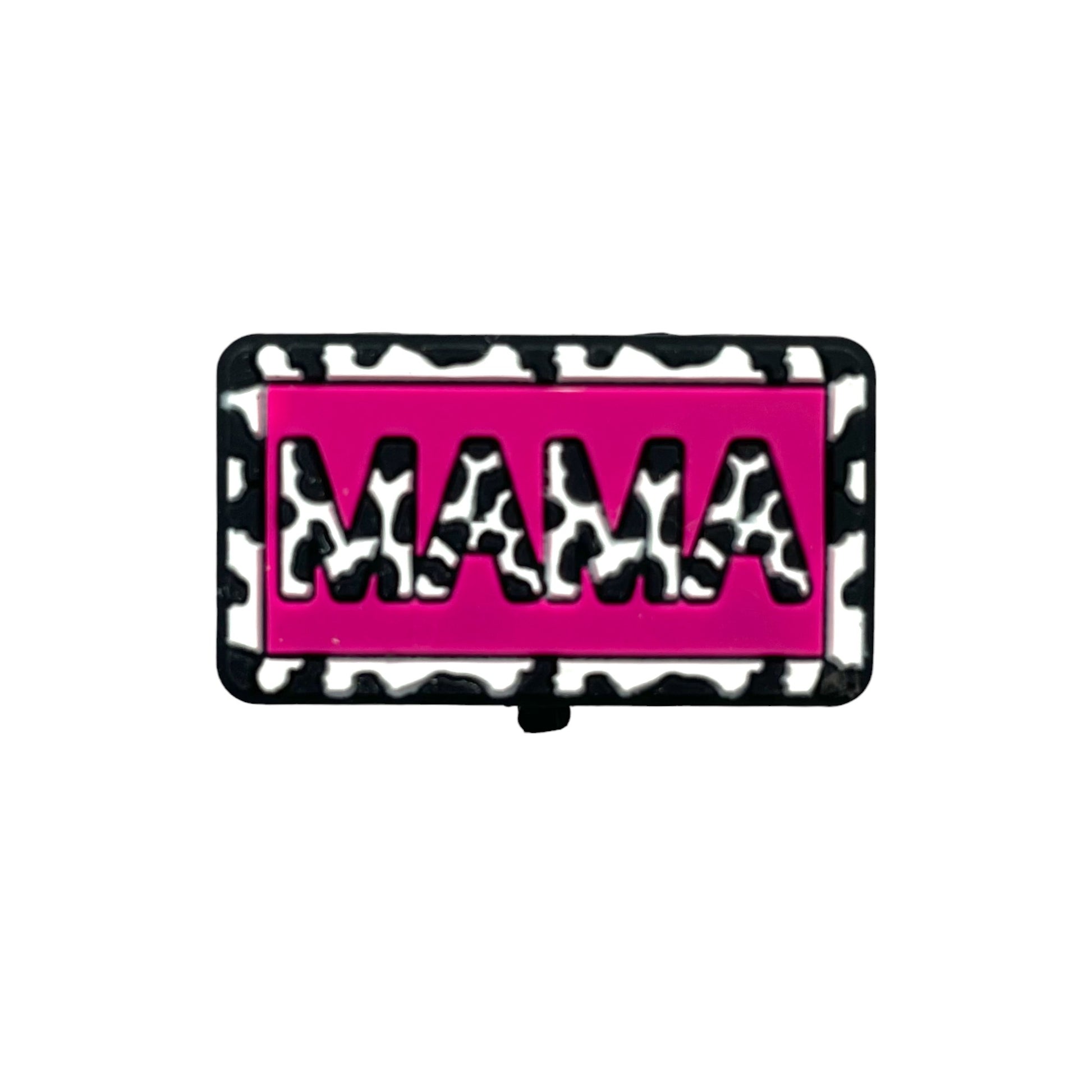 20pcs Silicone Focal Beads Mama Rectangular Block Leopard Print 3