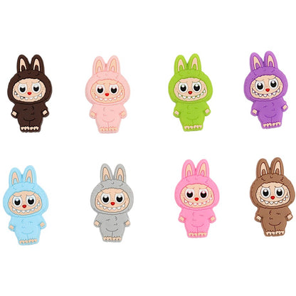 20Pcs Silicone Focal Beads Funny Character Bunny Suit Design