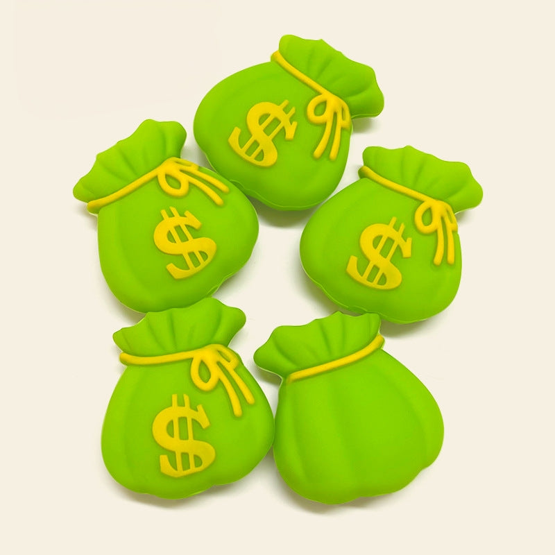 20Pcs Silicone 3D Focal Beads Simulation Money Bag With Dollar Sign