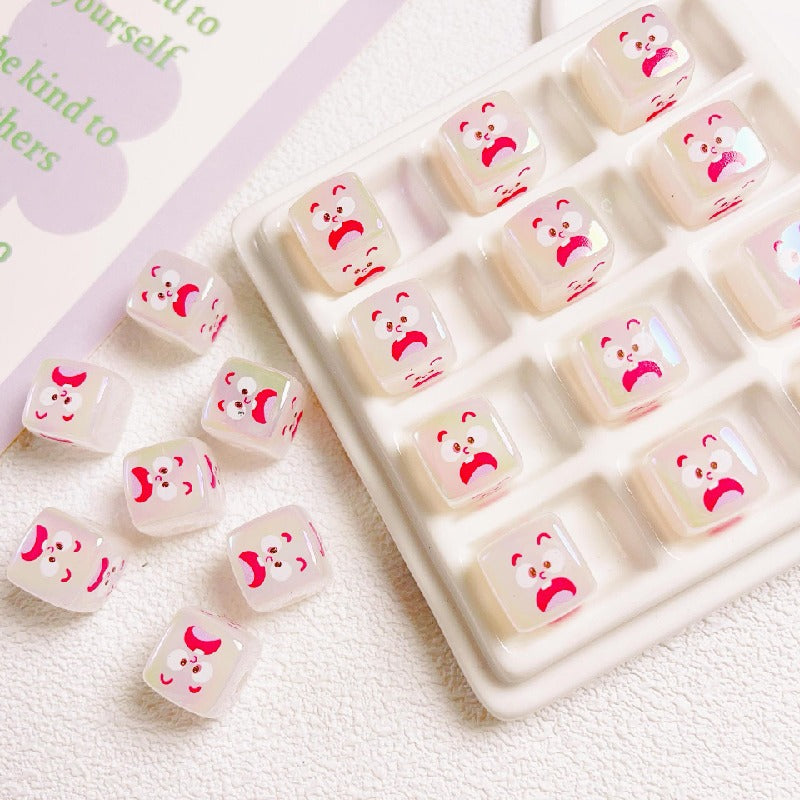 10pcs 14mm Funny Expression Square Acrylic Beads Jewelry Making 6