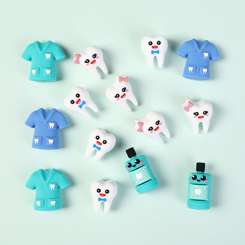 20Pcs Silicone 3D Focal Beads Dentist Mouthwash Teeth and Uniforms 8