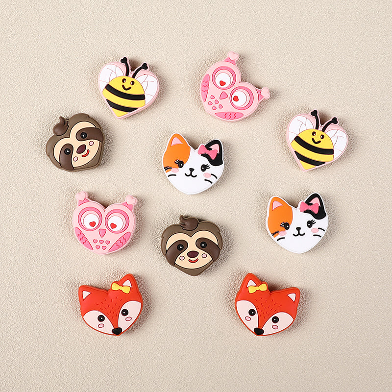 Silicone Focal Beads Valentine Day Heart Animal Variety