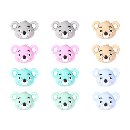20Pcs Silicone 3D Focal Beads Koala Head Multi Color Design 8