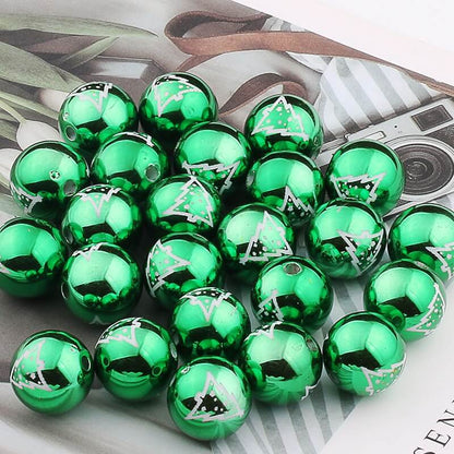 16mm Christmas Printed Acrylic Round Pumpkin Beads Holiday Craft 4