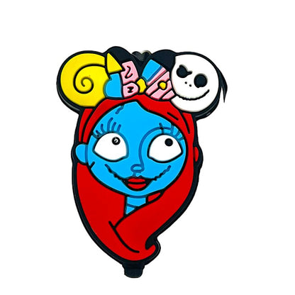 20pcs Silicone Focal Beads Halloween Girl Blue Face Red Hair