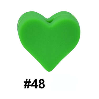 50pcs 14mm Heart Silicone Beads Colorful Diy Teether Accessories 25