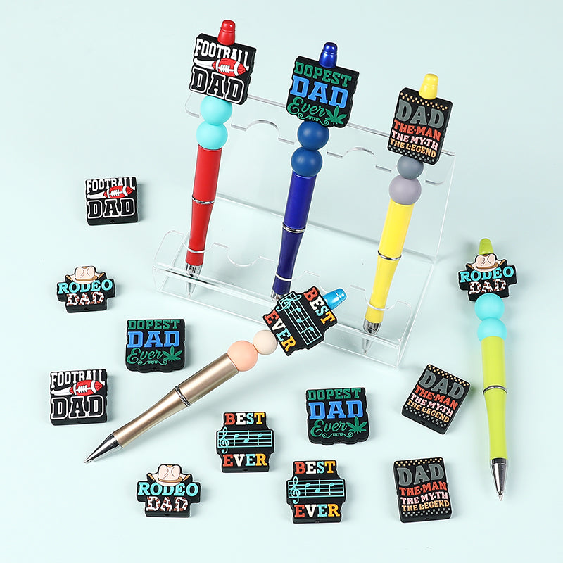 Silicone Focal Beads Dad Theme Text and Icon Design 8