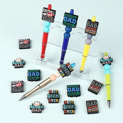 Silicone Focal Beads Dad Theme Text and Icon Design 8