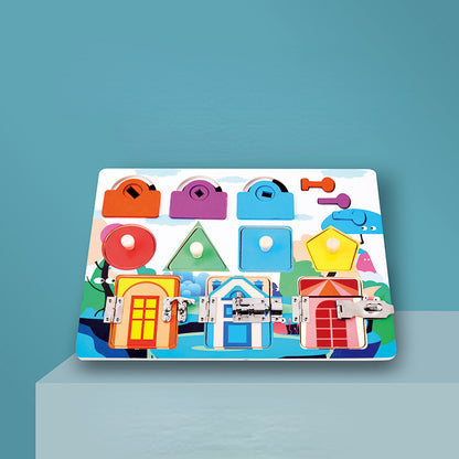 Wooden Busy Board Montessori Toys Life Skills Training 30x22.5cm 6