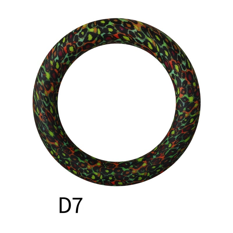 65mm Printed Silicone Beads Ring Shape Printed Design 13