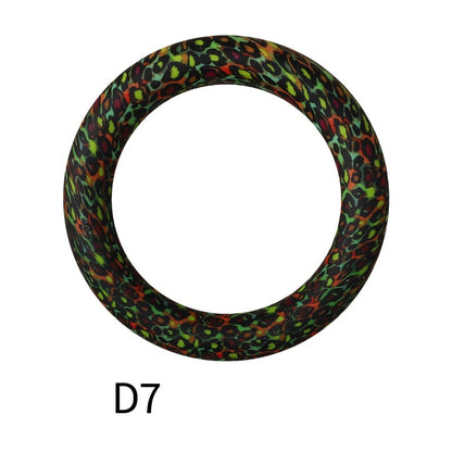 65mm Printed Silicone Beads Ring Shape Printed Design 13