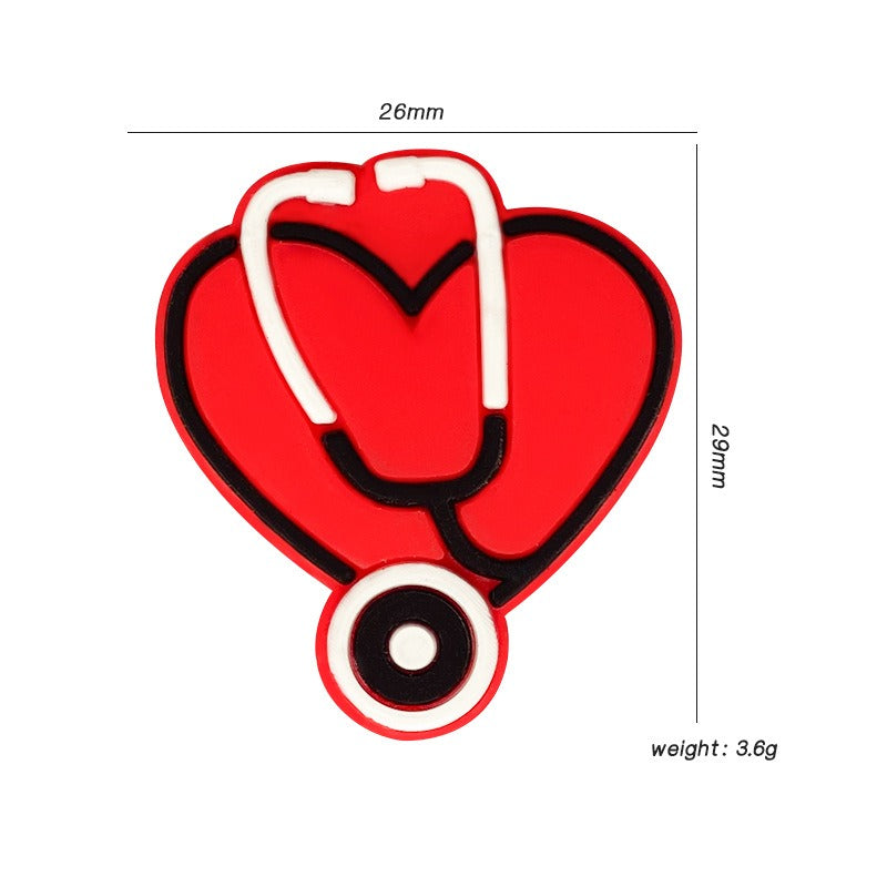 20pcs Silicone Focal Beads Medical Theme Ambulance Heart Stethoscope and More 5