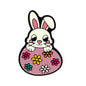 Silicone Focal Beads Easter Shame Rabbit Holding Colored Flower Egg