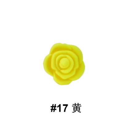 50pcs Silicone Focal Beads Rose Flower Double-Sided Design 16