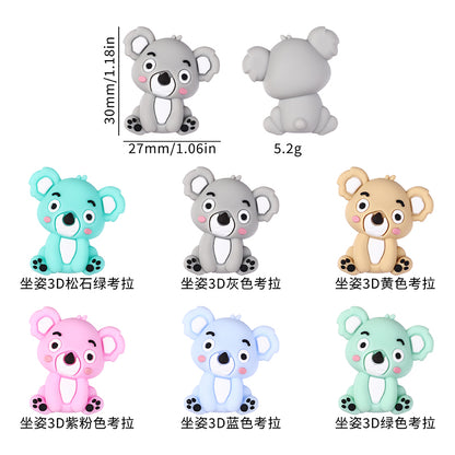 20Pcs Silicone 3D Focal Beads Sitting Koala Front Facing 8