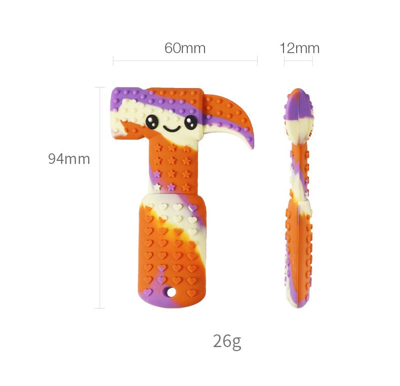 Silicone Baby Teether Tools Set Hammer Wrench Scissors Saw Nut 5