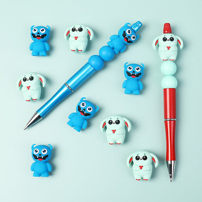 20Pcs Silicone 3D Focal Beads Cute Little Monster Various Colors 12