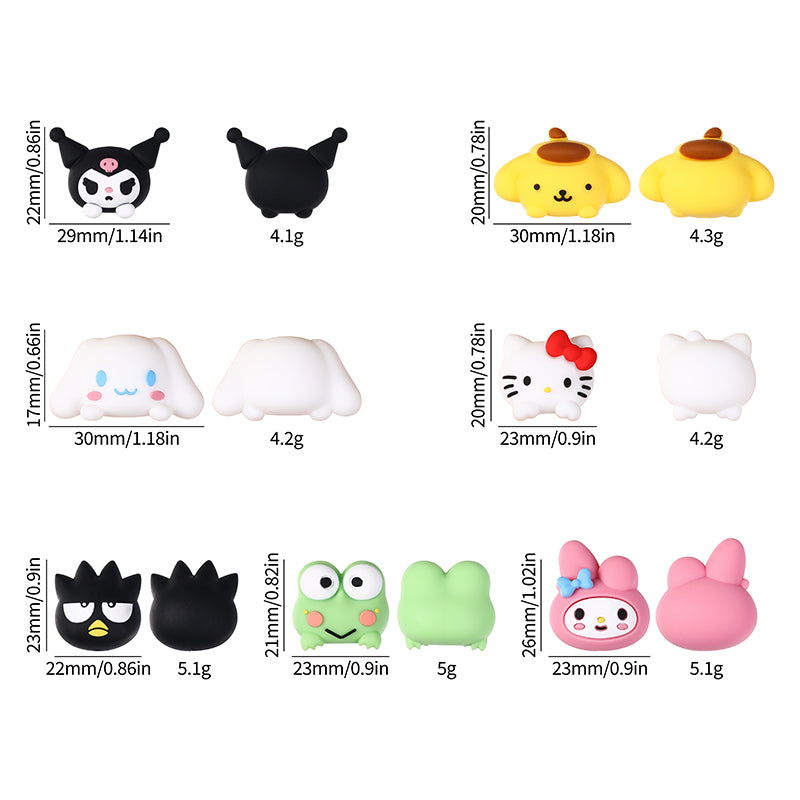 20Pcs Silicone 3D Focal Beads White Cat Round Head with Bow and Pink Rabbit Hood 9