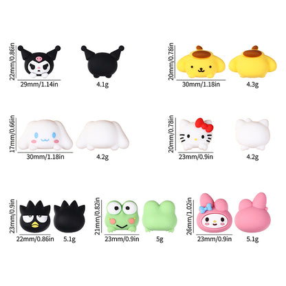 20Pcs Silicone 3D Focal Beads White Cat Round Head with Bow and Pink Rabbit Hood 9