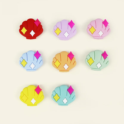 Silicone Focal Beads Shell Shape with Decorative Sparkles