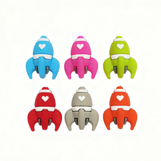 20Pcs Silicone 3D Focal Beads Color Love Rocket with Heart Detail