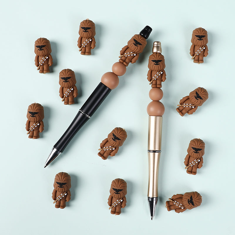 Silicone 3D Focal Beads Brown Alien Character Large Ears Side Profile 8