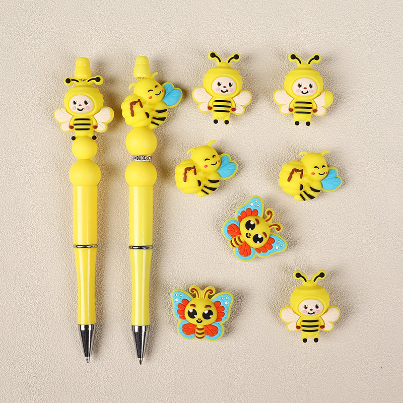 Silicone 3D Focal Beads Bee Butterfly with Smiling Faces 6