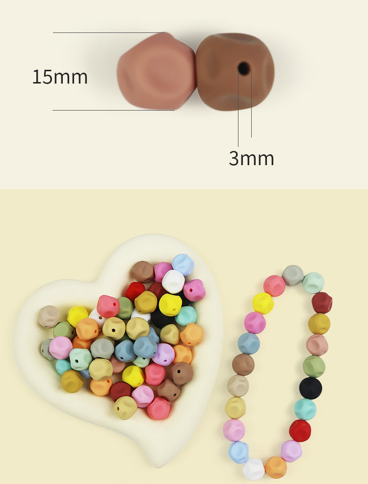 50pcs 15mm Irregular Silicone Beads Solid Color 25