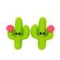 Silicone 3D Focal Beads Flowering Cactus With Pink Flower Detail