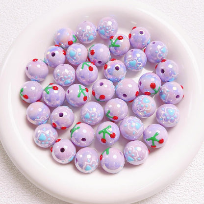 5pcs 16mm Cartoon Round Acrylic Beads Hand-Painted for Jewelry Making 8