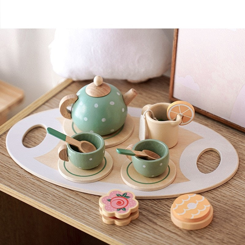 Wooden Pretend Play Tea Set Toy for Kids 2