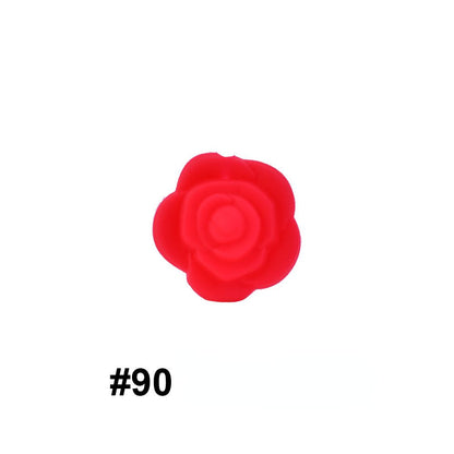 50pcs Silicone Focal Beads Rose Flower Double-Sided Design 35